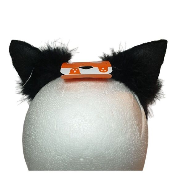 Sparkle Black Glitter Fuzzy Feathers Cat Ears Headband NWT - Picture 6 of 7